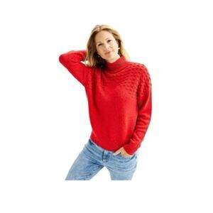 Women's Sonoma Goods For Life Bobble Mockneck Sweater Red Christmas Holidays
